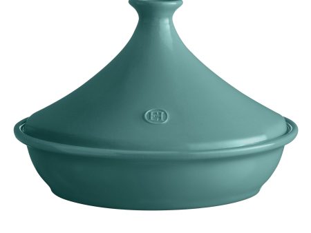 Emile Henry Flame Ceramic 3.5L Tagine Limited Edition Lagoon Blue For Sale