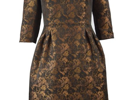 True Italian Couture Bronze & Black Jacquard Dress, 1980s For Discount