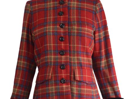 Vintage Red Checked Wool Jacket, 1980s Online Hot Sale