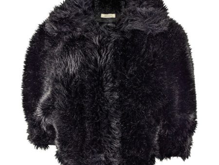 Womens Black Faux Fur, Wool & Cashmere Jacket, A W 2014 Fashion